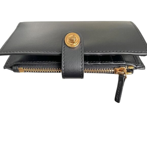 Versace 1002897 Medusa Gold Compact Black Leather Folding Wallet - Picture 10 of 15